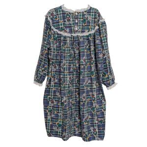 Handmade Plaid Marvin the Martian Nightgown Womens Size XL Flannel Oversize